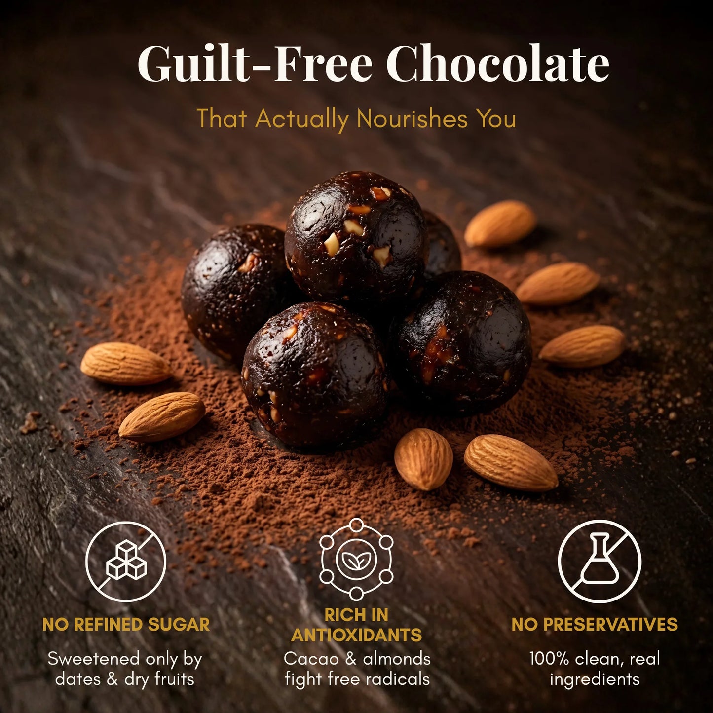 Chocolate Almond Laddoo – Guilt-Free, Pack of 4 (40g)